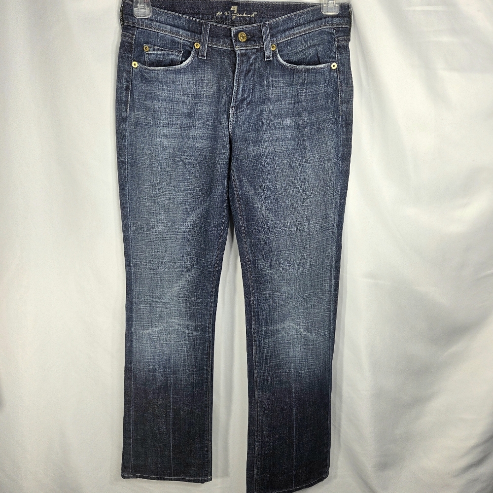7 For All Mankind Blue Bootcut Cotton Denim Jeans Studded Back Pockets Size 28